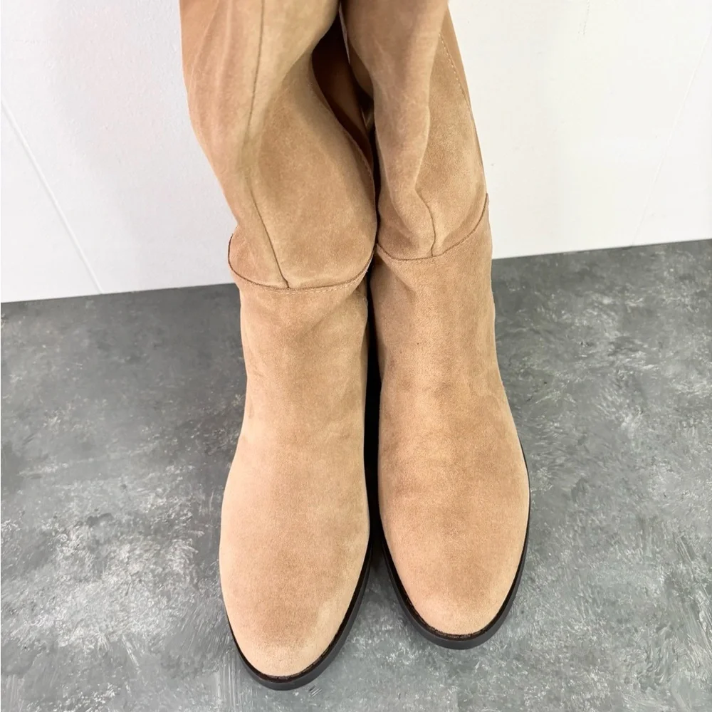 Blondo Velma waterproof riding boots in camel suede size 7.5 tan brown new